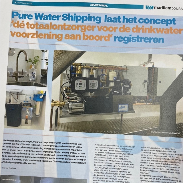 Pure Water Shipping laat hun concept registreren