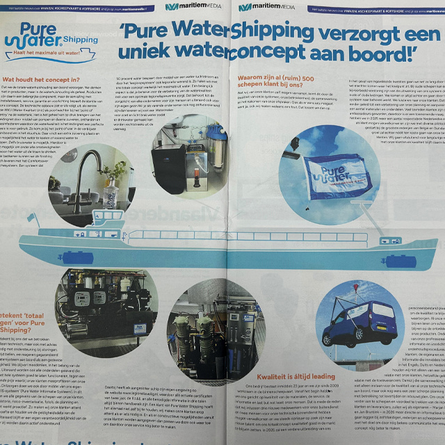 Pure Water Shipping verzorgt een uniek water concept aan boord